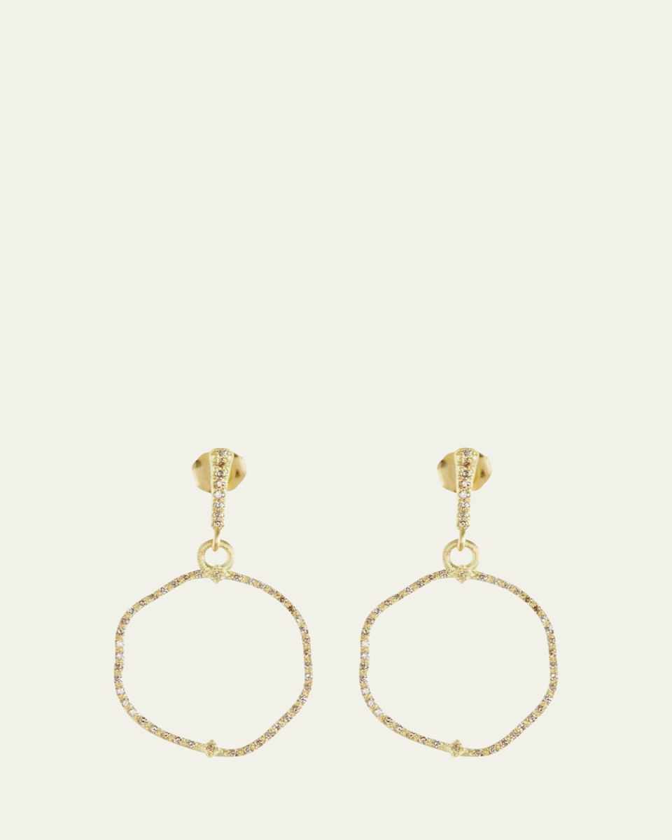 Old Word Sueno Wavy Circle Earrings with Diamonds
